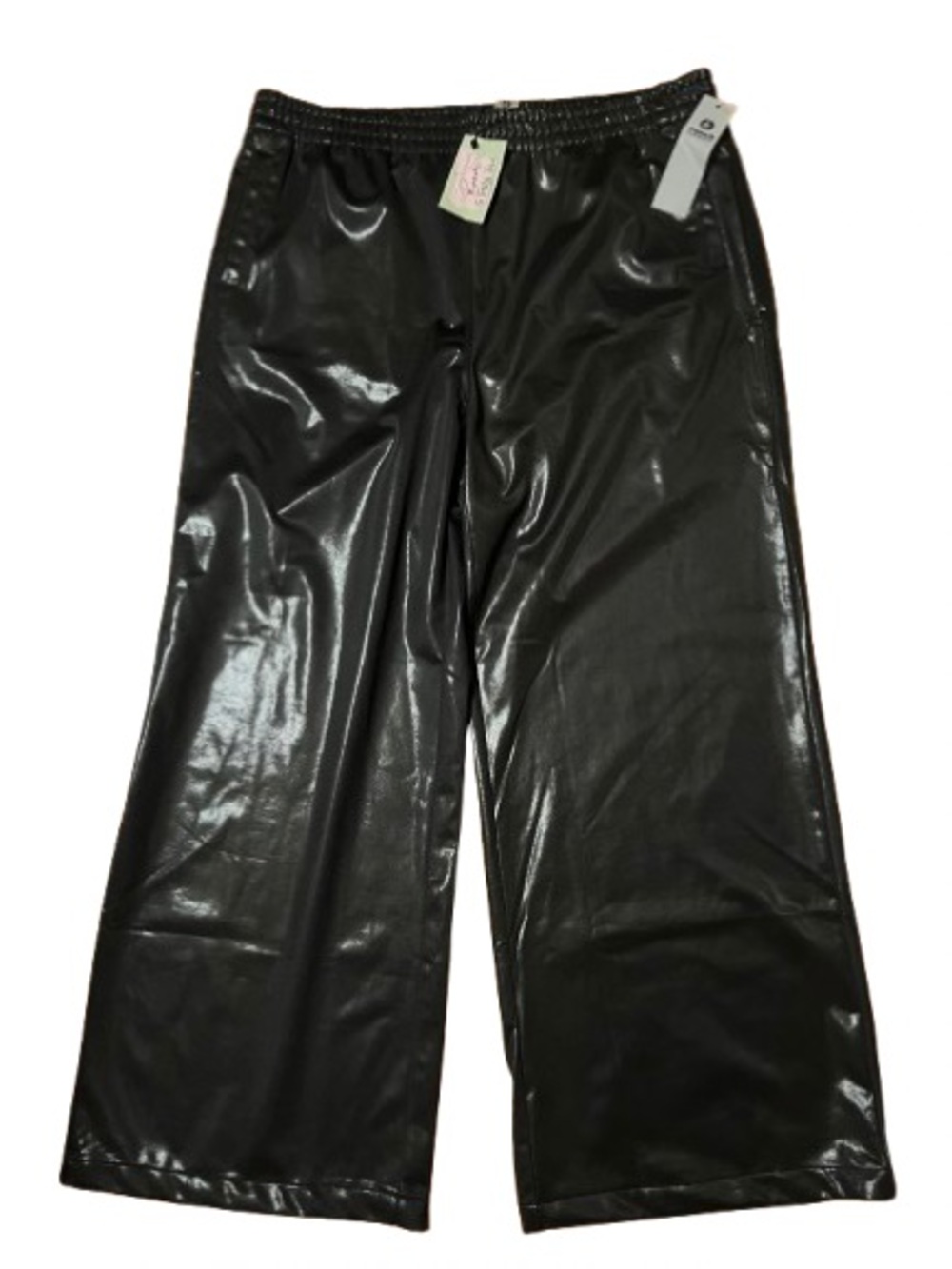 NWT Mono B Black Shiny Wide-Leg Pull On Pants Size 3XL